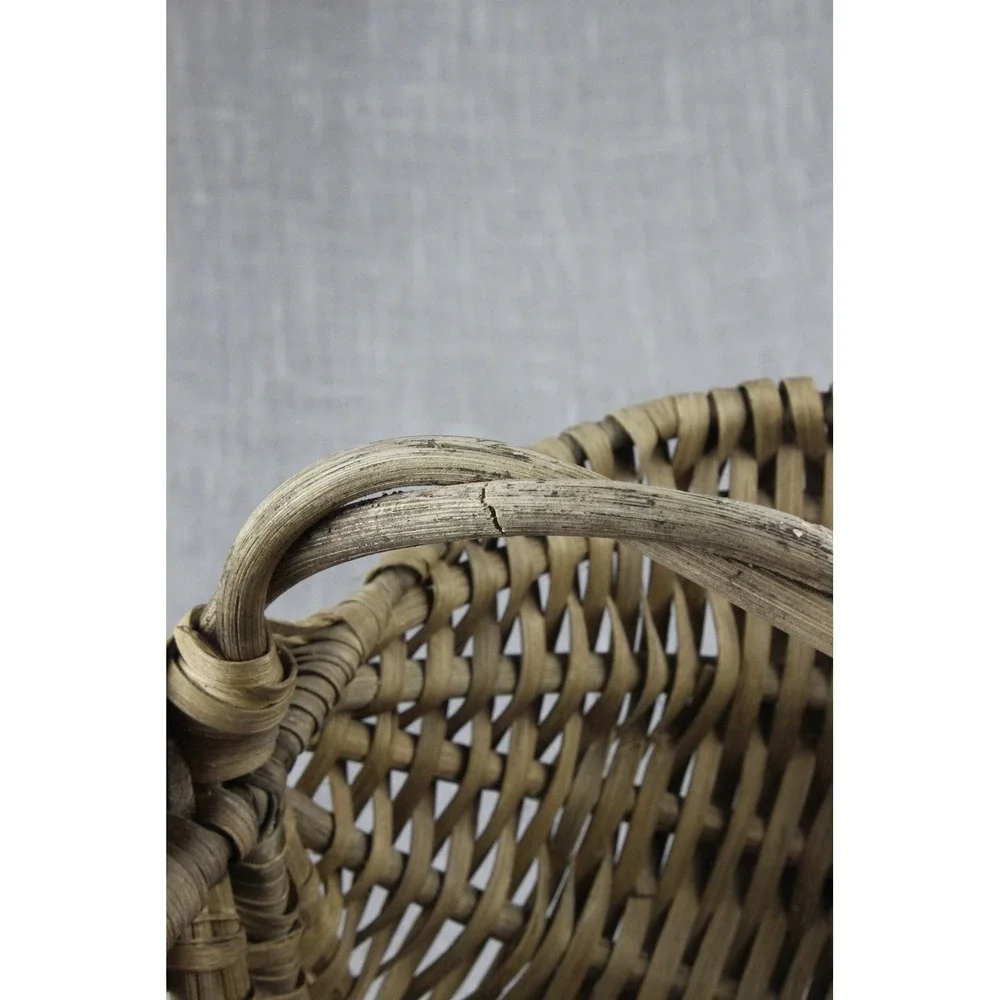 Vintage Woven Oak Splint Basket Primitive Appalachian Egg Basket Handle